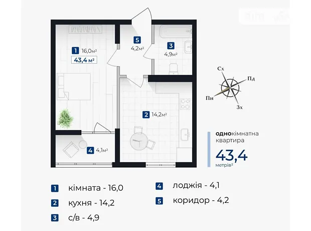 Квартира на вул. Хоткевича Гната, 45 в Івано-Франківську, ID 411289, фото №2