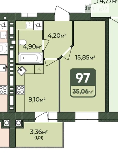 Квартира на шосе Львівське, 51/2 в Хмельницькому, ID 414210, фото №2