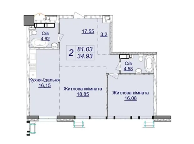 Квартира на вул. Андрія Верхогляда, 26 в Києві, ID 466182, фото №2