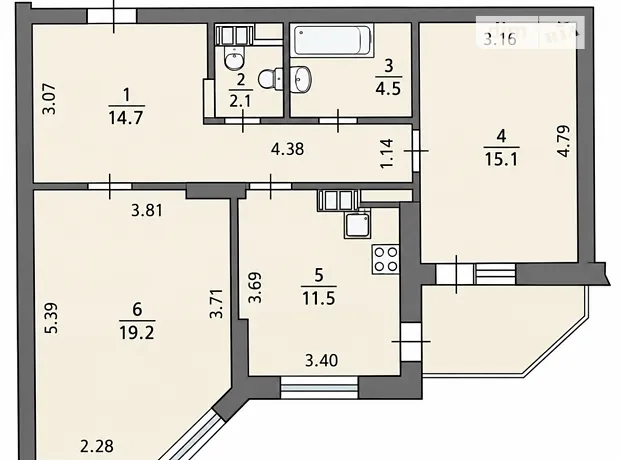 Квартира на вул. Олени Пчілки, 2 в Києві, ID 472097, фото №7