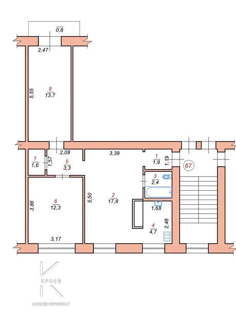 Квартира на вул. Молодіжна, 9/1 в Хмельницькому, ID 479707, фото №16