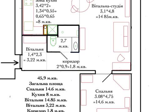 Квартира на вул. Мрії, 3 в Києві, ID 190141, фото №21