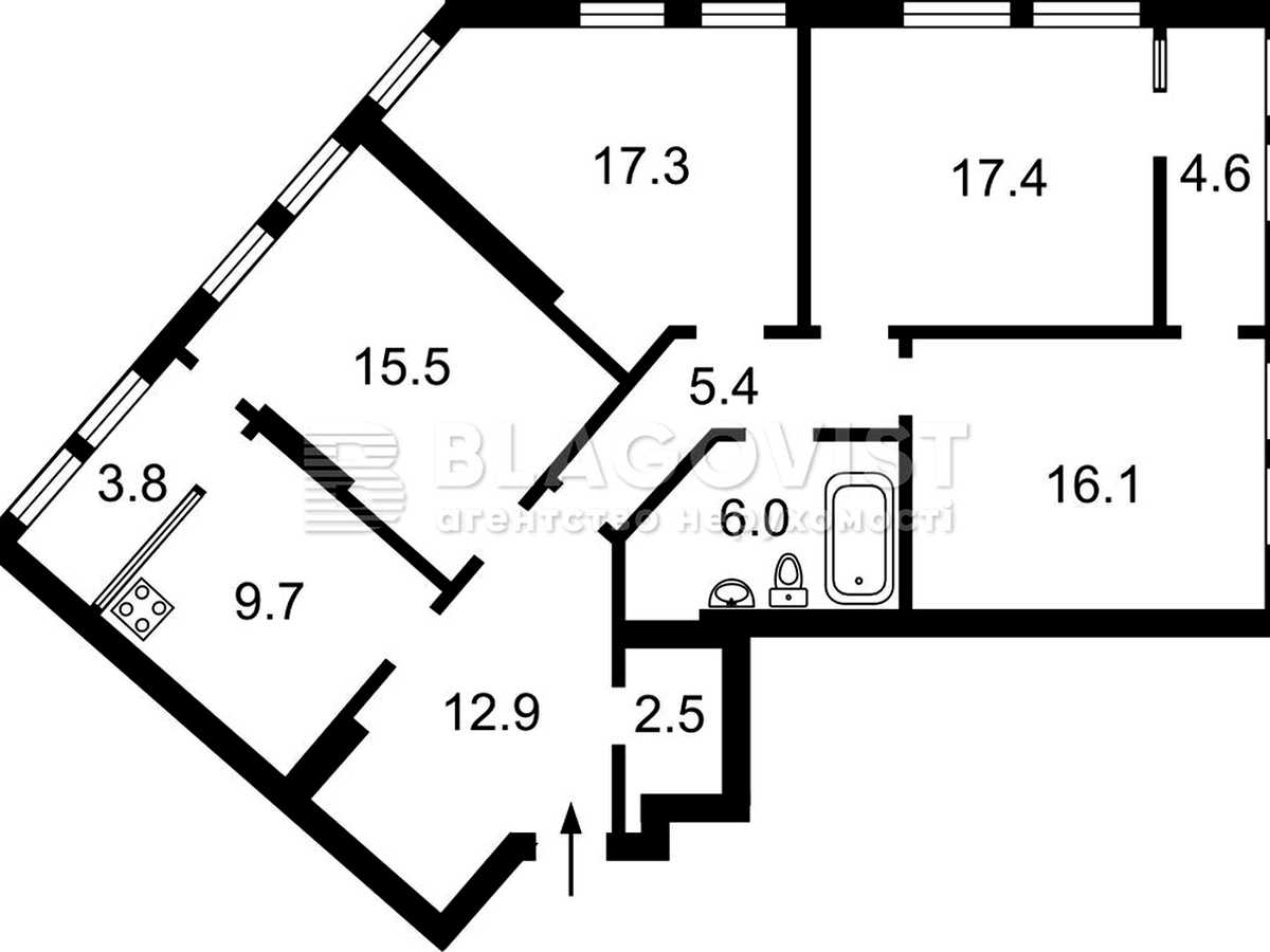 Квартира на вул. Київська, 235 в Києві, ID 309673, фото №10