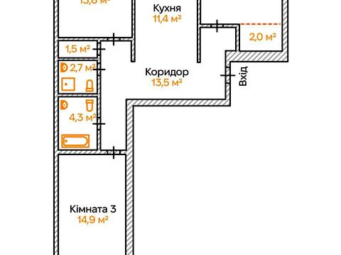 Квартира на вул. Регенераторна вул., 4к2 в Києві, ID 278211, фото №9