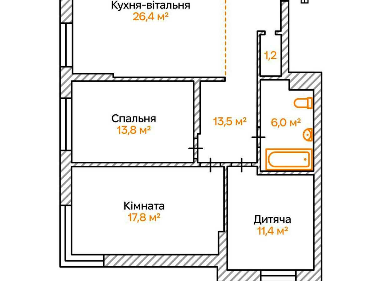 Квартира на вул. Євгена Сверстюка, 6-Е в Києві, ID 299114, фото №27