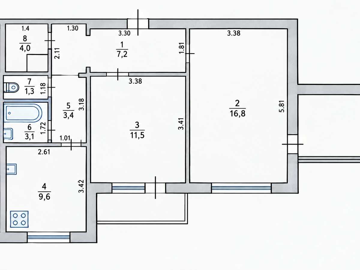 Квартира на вул. Михайла Грушевського, 16 в Полтаві, ID 328197, фото №18