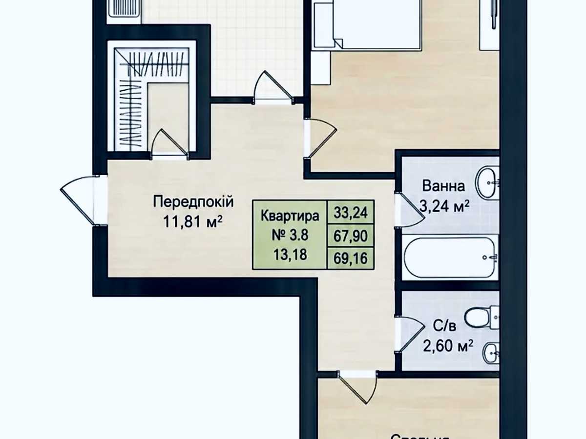 Квартира на вул. Андрія Сахарова в Тернополі, ID 388833, фото №4