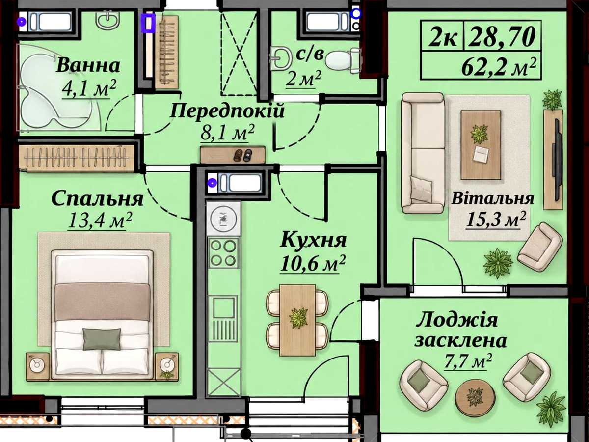 Квартира на вул. Гетьмана Мазепи, 144Е в Івано-Франківську, ID 399356, фото №20