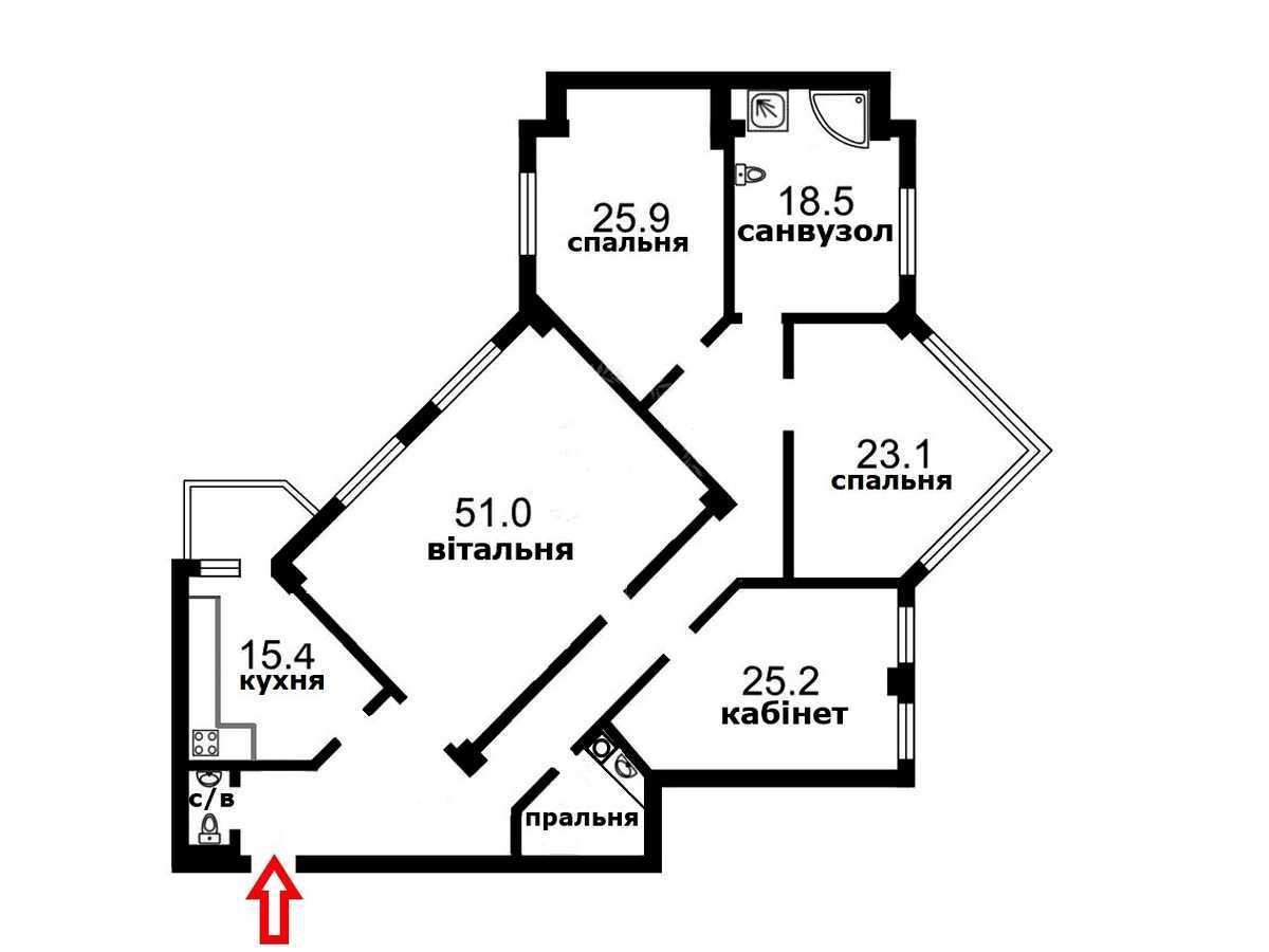 Квартира на вул. Лєскова, 1А в Києві, ID 401858, фото №24