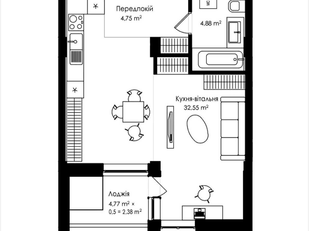 Квартира на вул. Набережно-Рибальська дорога, 5 в Києві, ID 419914, фото №24